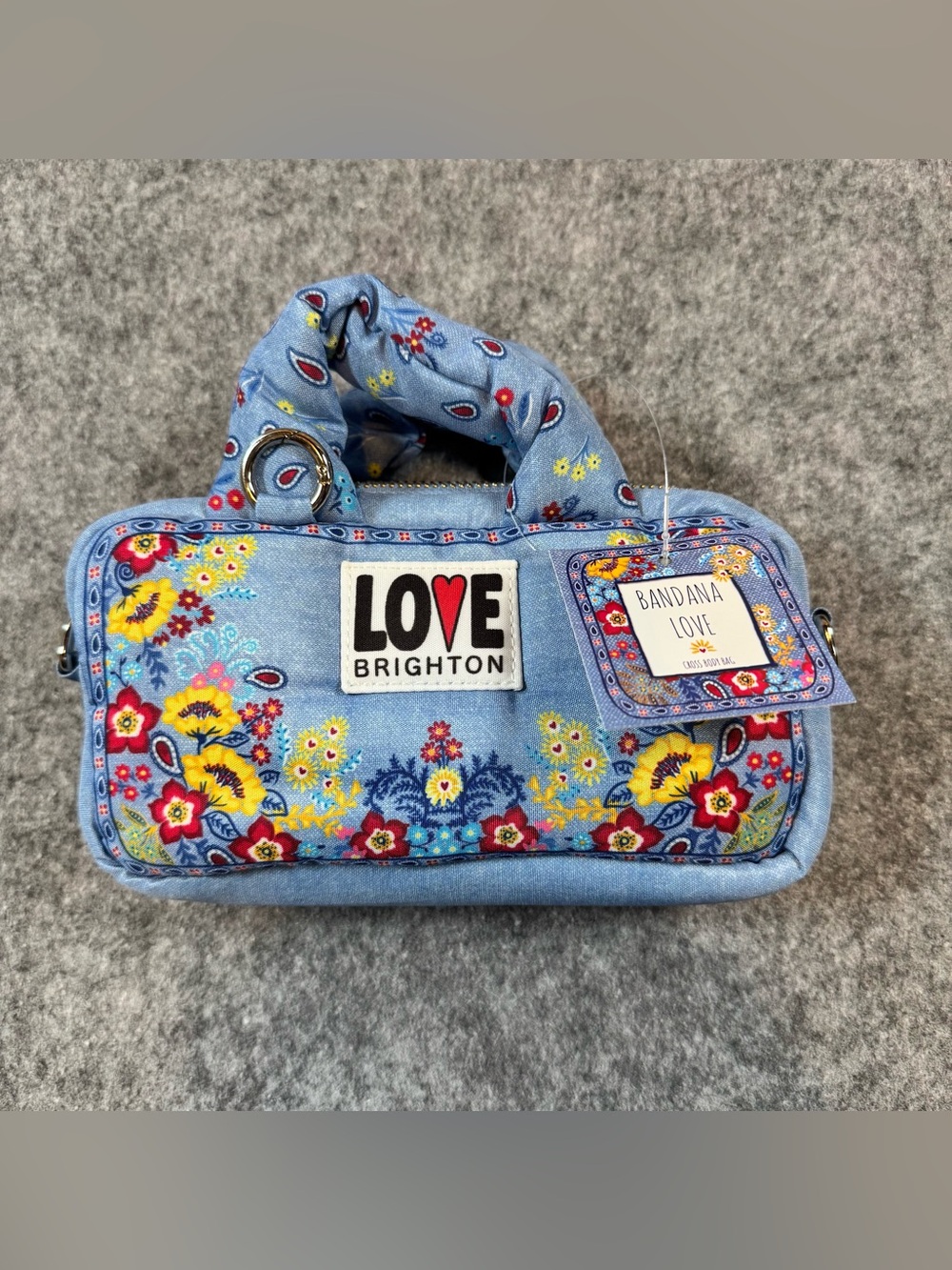 Brighton Bandana Love NWT Blue Floral Mini Crossbody Bag